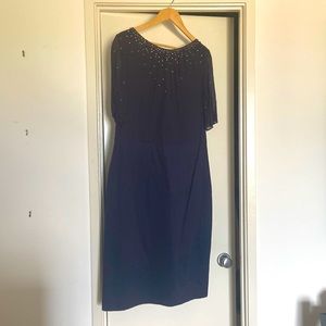 Boden Navy Sparkling Cocktail Dress 14 Long